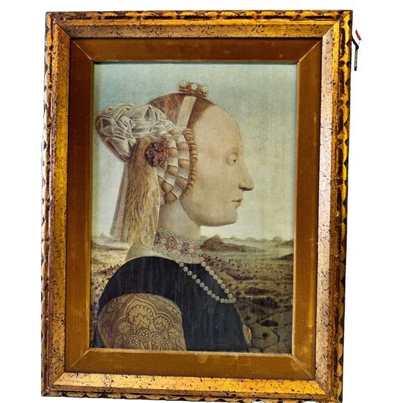 Vintage Framed Design‎ Toscano Portrait of Battista Sforza, 1466: Medium 1952- - Picture 2 of 16